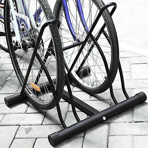 FEMOR Fahrradständer Bodenparker Fahrradparker für 2 Fahrräde Mehrfachständer Twin Bicycle Stand (Schwarz) - 4