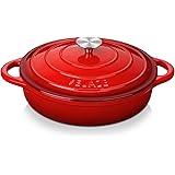 Velaze Casseruola in Ghisa, Pentola a Induzione per Stufati e Brasati, Cocotte Casseruola con Coperchio in Rivestimento Smalt