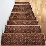  James Fashion - Juego de 13 Alfombrillas Antideslizantes de Goma para peldaños de Escalera, Color marrón, 20,3 x 76,2 cm