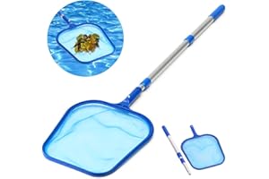 Ledeak Pool Kescher Ausziehbar, Laubkescher Pool Bodenkescher Kescher Netz mit 105cm Teleskopstange Schwimmbad Kescher Set Poolreinigung Fein Maschennetz Poolzubehör Set für Spas Schwimmbad Blätter