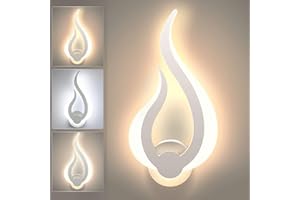 Lightess LED Wall Light Indoor 3 Color Temp Adjustable Wall Lights Flame Shape Acrylic Wall Lighting Fixture Color Changing Wall Lamp for Bedroom Living Room Office Restaurant Hallway - Right
