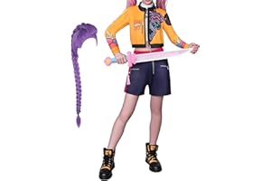 Generico Costume da Demone Hunter, Completo Giacca, Pantaloncini E Parrucca Da Cosplay, Hunters Anime Cosplay Costumes Da Cantante Pop Per Ragazze, Set Completo Per Halloween E Feste