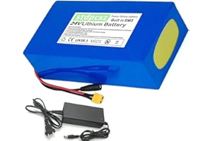 STDPCXZ 24V Lithium Battery Pack 24V 10Ah 13Ah 15Ah 20Ah Ebike Battery for 50W 250W 350W Motors 24V Battery for E-Bike/E Scooter/Motorcycle | with 2A Charger and BMS Protection