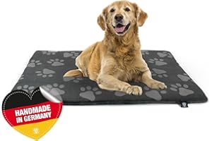 ‎HS-HUNDEBETT Made in Germany gepolsterte Hundedecke, Pfote Anthrazit 30 x 45cm für kleine & große Hunde I Flauschige Hundedecke, waschbar, trocknergeeignet