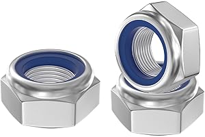 GUEEYUAW 50 Piezas Tuercas Hexagonales M6, Acero Inoxidable 304 A2 V2A DIN 985 Tuercas Autoblocantes