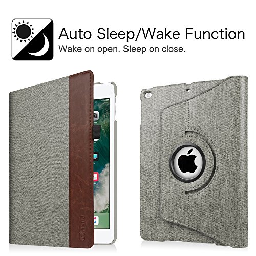 Fintie iPad 9.7 Zoll 2017 / iPad Air Hülle – 360 Grad Rotierend Stand Smart Cover Case Schutzhülle Tasche mit Auto Schlaf / Wach Funktion für Apple iPad 2017 Neue Modell / iPad Air 2013 Modell (Nicht geeignet für iPad Air 2), Denim grau - 2