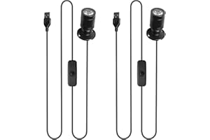 GOMETY 2 Stück Mini LED Spot Licht, 5V 3W USB Scheinwerfer 360° Schwenkbar Aluminium Spotlight Akzentlichter Bilderlichter Schranklicht LED Spotlichter für Flur Schmuck Schaufenstern Galerien-Warmweiß 3000K