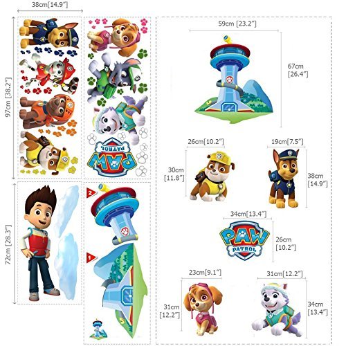 Paw Patrol Wandtattoo ? 3D Schlafzimmer Jungen Mädchen Große Kinder