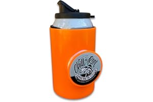 Chill-N-Reel Fishing Can Cooler with Hand Line Reel Attached | Hard Shell Drink Holder Fits Any Standard Insulator Sleeve or Coozie | Unique Fun Fishing Gift