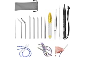 WENRERO 12 Stück Paracord Stitching Set Edelstahl FID Set Schnürnadeln und Glättungswerkzeug Paracord FID Marlinspike Paracord Nähen Schnürung Nähen Nadeln für DIY, Leder