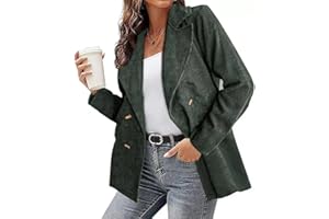 LIAOPUFUS Femme Casual Blazer en Velours Côtelé Veste OL Bureau Affaires Costume Tailleur avec Bouton Couleur Pure Blouson Jacket Classique