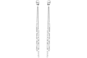 WATACHE Fashion Long Tassel Crystal Pearl Due modi Usura Cubic Zirconia Ipoallergenico e Nichel Free Stud Drop Ciondola gli orecchini Gioielli per ragazze Donne, Chic Silver
