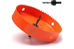 FASTDEPLE Scie cloche - 160 mm - Orange - Acier rapide HSS M42 bi-métal - Scie cloche avec tige hexagonale et foret avec profondeur de coupe de 35 mm - Pour bois, construction sèche et tôle métallique