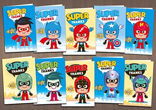 Children's Thank You Cards - Mixed Villains &amp; Superheroes x 16 Pack