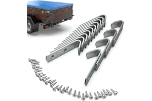 Tarpofix® Ganci per teloni Ganci sponde 50x13mm incl. viti (20 pz) per teloni da rimorchio e rete di rimorchio | Ganci per sponde resistenti in acciaio galvanizzato | Robusti ganci sponde rimorchio