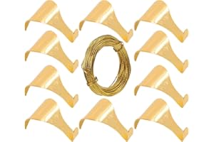 SISI UK Picture Rail Hooks Dado Rail Hooks Brass Plated Antique Style Moulding Hooks with 3.0m Brass Wire for Picture Hanging Decoration – 10 Pcs