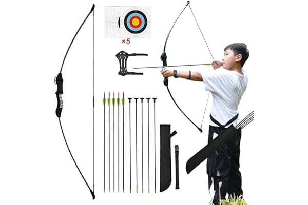 Runzkzy 15lbs/13lbs Arc et flèche pour Adolescents Ensemble de tir à l'arc pour Jeunes, entraînement au tir à l'arc dans la Cour et à l'extérieur Cadeaux pour collégiens et lycéens