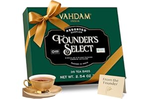 VAHDAM, Founder's Selection - Surtido De Té | Caja De Regalo De Té De (6 Sabores, 36 Bolsas) | Caja De Infusiones Con Variedad De Tés