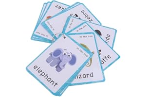 HONTOUSIP 32 Pcs Wild Animals Flashcards | Memory Game | Preschool Educational Learning English Games & First Words Cards(Basic English Vocabulary Cards & Cards Pocket for Kids) 12x9cm(inglés)