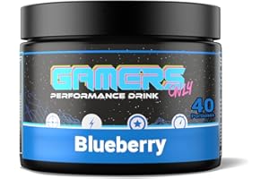 Performance Drink BLUE NITRO BLUEBERRY von Gamers Only, enthält Koffein, L-Tyrosin & 9 Vitamine, 14 kcal & Zero Zucker pro Drink, eine Dose für 40 Drinks, mit fruchtig beerigem Blaubeer-Geschmack