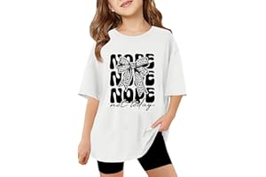 VUNCIO Kids Short Sleeve T Shirts Girls Round Neck Summer Teenage Girls Tshirts Fashion Graphic Cartoon Cute Casual Jogging Athletic School Children Tunic Tops Age 3-13 Years