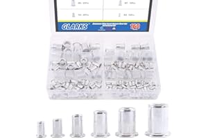 Glarks - Kit surtido de tuercas de remache de 160 piezas de aleación de aluminio M3 M4 M5 M6 M8 M10 con rosca métrica