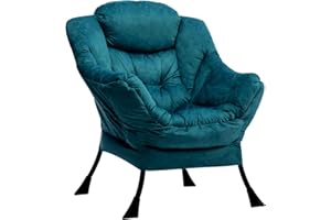 HollyHOME Armchair Comfy Chair for Living Room Bedroom Reading Chair Small Sofa Chairs Relax Arm Chairs with Steel Frame, Blue Green