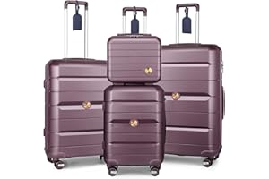 Sea choice Kofferset 4tlg Handgepäck Trolley Koffer mit Beautycase Hartschalen Polypropylene Reisekoffer TSA Schloss 4 Doppel-Rollen S-M-L-XL