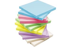 QISEVEN (12 Pack) Sticky Notes 76x76mm Post, 720 Pastel Post Sticky Notes Colourful, Super Sticking Power Memo Pads Sticky Notes Set for Office, Home, School, 60 Sheets/Pad