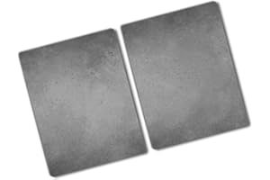 Tulup Tagliere Vetro Temperato - 2x40x52cm - Copri Piano Cottura - Calcestruzzo