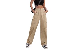 Breampot Womens Cargo Trousers High Waist Hiking Walking Combat Pants Casual Work Bottoms Outdoor Streetwear