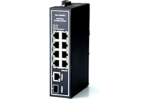 WIWAV WDH-9GT1GF-POE 10/100/1000Mbps Gigabit Industrial PoE 10 Puertos PoE Switches Ethernet industriales con riel DIN/Montaje en Pared (sin Ventilador, -30 ℃ ~ 75 ℃)