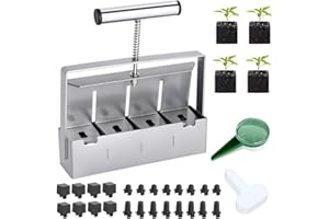 Presse Motte pour Semis, Afenau 5 x 5cm Bloqueur de Sol Manuel ave Semoir à Graines, Alliage d'aluminium Presse Motte Manuel pour La Plantation, Le Repiquage, La Serre