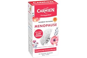 Carmien | Menopause Tea | 20 Tea Bags | Caffeine Free | Helps Improve Libido | Helps Night Sweats, Hot Flushes, Vaginal Dryness | Supports Blood Sugar Levels | Raspberry Leaf | Carmien Menopause Tea