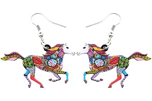WEVENI Dainty Horse Earrings For Women Acrylic Earrings Dangle Cute Horse Jewelry for Girls Fashion Gift