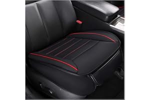 GUOCU Cojín de Asiento, protección del Asiento de Coche, cómodo y Transpirable Estaciones Generales PU Cuero Bambú carbón de leña Coche Interior_Negro_Asiento Delantero