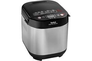 ‎TEFAL Tefal Brotbackautomat Pain & Délices, 20 Backprogramme, 3 Brotgrößen und Bräunungsstufen einstellbar, auch für Kuchen - Pizza - Nudelteig, Backform antihaftbeschichtet, schwarz/Edelstahl, PF240E