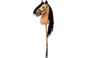 HKM - Hobby Horse Premium, Buckskin mit Halfter, Schweif & abschraubbarem Stock, Steckenpferd für Kinder, Stockpferd + Zubehör zum Hobby Horsing