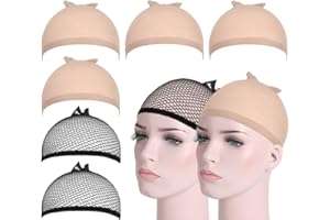 BAVALIN Cappucci per Parrucche - 6 Pezzi Elastico Calotte per parrucche Ultra Sottile per Donna Uomo, Parrucca Traspirante Rete Cap per Capelli Corti Lunghi
