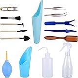 FORMIZON 15tlg Bonsai Werkzeug, Mini Gartenwerkzeug Set, Einschließlich Gartenschere, Faltenschere, Mini-Rechen, Trimmer Set 