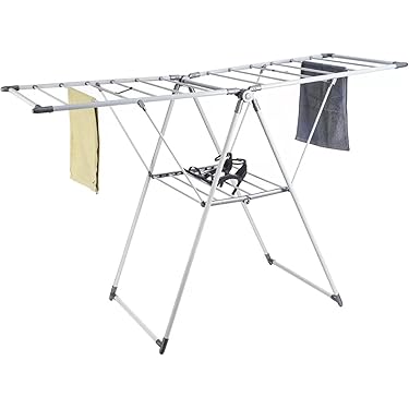 Étendoir à Linge Octopus Extensible Avec Roulettes - 16 Barres Aluminium, Pliable, Pour Balcon Ou Intérieur