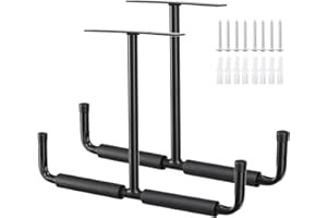 HOME COMPOSER 2 Pack Overhead Garage Storage Hook | Heavy Duty Utility Ceiling Hanger |Anti-Slip Black Ceiling Storage Garage Rack, Max Load 40kg