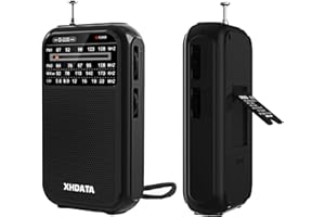 XHDATA D220 Small FM AM SW Retro Radio - Mini Portable Battery Powered (AA) World Receiver With Excellent Reception and Speaker, Suitable for Outdoor, Elderly (Black)