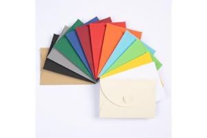 ‎PRESENT FILL PresentFill® 26er Set Mini Briefumschläge bunt mit Herz Verschluss, Mix verschieden Farbig Format 10 x 7 cm Kleine Umschläge aus 100% Recycling Kraftpapier zum gestalten, beschriften oder bedrucken