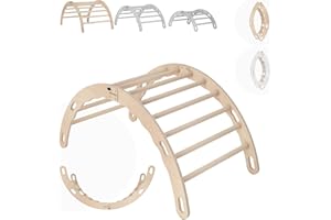 MAMOI® Gimnasio niños | Triángulo de Escalada de Materiales Naturales | Triángulo de Escalada para niños | Triángulo de Interior Exterior | Tabla Curva | Equilibrio niños | 100% Eco