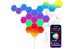 ‎MERGBW-HOME MeRGBW-Home 20 Pcs Hexagon LED Panels, Sechseck Gaming Deko LED Wandleuchte, Musik Sync, APP-Kontrolle, Fernbedienungen, Sechseck Waben Wall Lights Gaming Zubehör Hexa Lampe Smart Zuhause Wand Deko