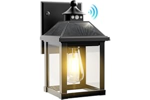 COLBOR Solarne latarnie ścienowe, zewnętrzne lampy bezpieczeństwa z czujnikiem ruchu, wodoszczelne lampy ogrodowe zasilane energią słoneczną IP65 do garażu, ogrodu i patio