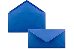 FARBENFROH BY GUSTAV NEUSER 25 Brief-Umschläge Royal-Blau/Königsblau DIN Lang - 110 x 220 mm (11 x 22 cm) - Nassklebung ohne Fenster - Ideal für Einladungs-Karten - Serie FarbenFroh