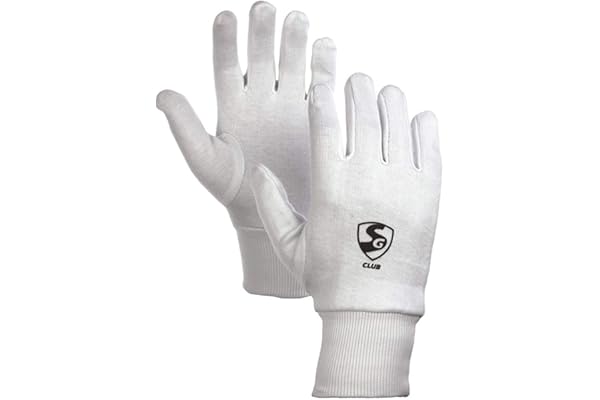 SG Club Cricket Wicket Keeping Inner Gloves for Junior Cricket Kit for Kid Use for Wicket Keeping and Batting Faster Sweat Absorbtion Cotton Material Comfort Fit White