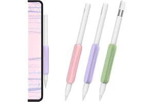 AHASTYLE 3 Pack Grips en Silicone pour Apple Pencil Pro, Apple Pencil (USB-C) et Apple Pencil 2ème Génération Supports de Protection Design Ergonomique pour iPad Stylo (Vert+Lavande+Rose)
